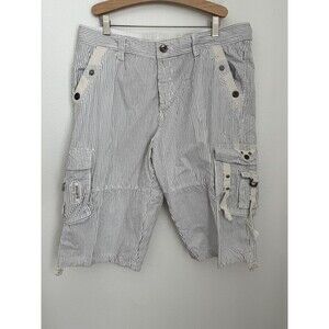 Junye Jeans Shorts Cargo Men Deadstock New Size 38 Black White Pinstripe 90s